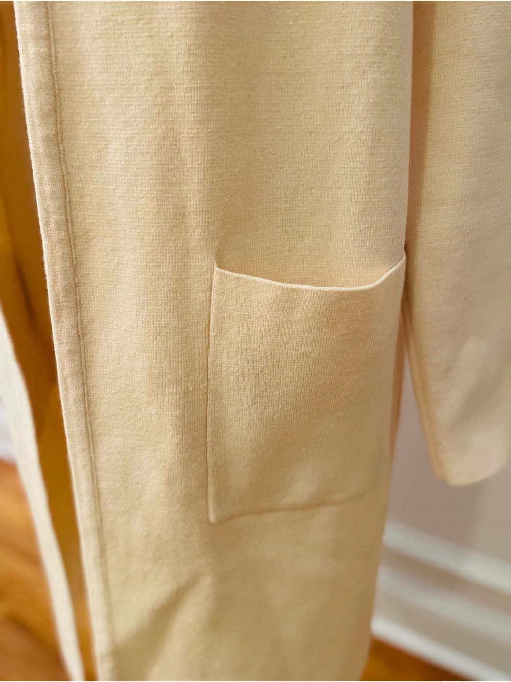 Anrabess Women’s Long Sleeve Knit Open Front Draped Cream Beige Cardigan Sz Med - Picture 4 of 9